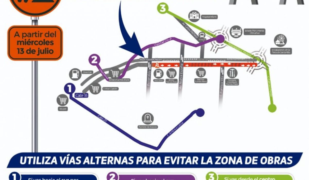 Toma precauciones, se reducirá circulación vehicular sobre boulevard Fuentes Mares a partir del 13 de julio
