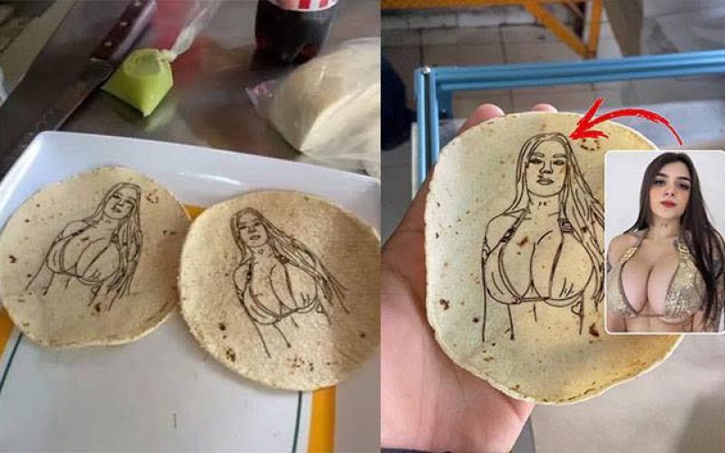 La silueta de Karely Ruiz queda plasmada en una tortilla