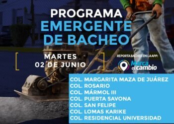 Siete zonas tendrán bacheo este martes 2 de junio: Municipio